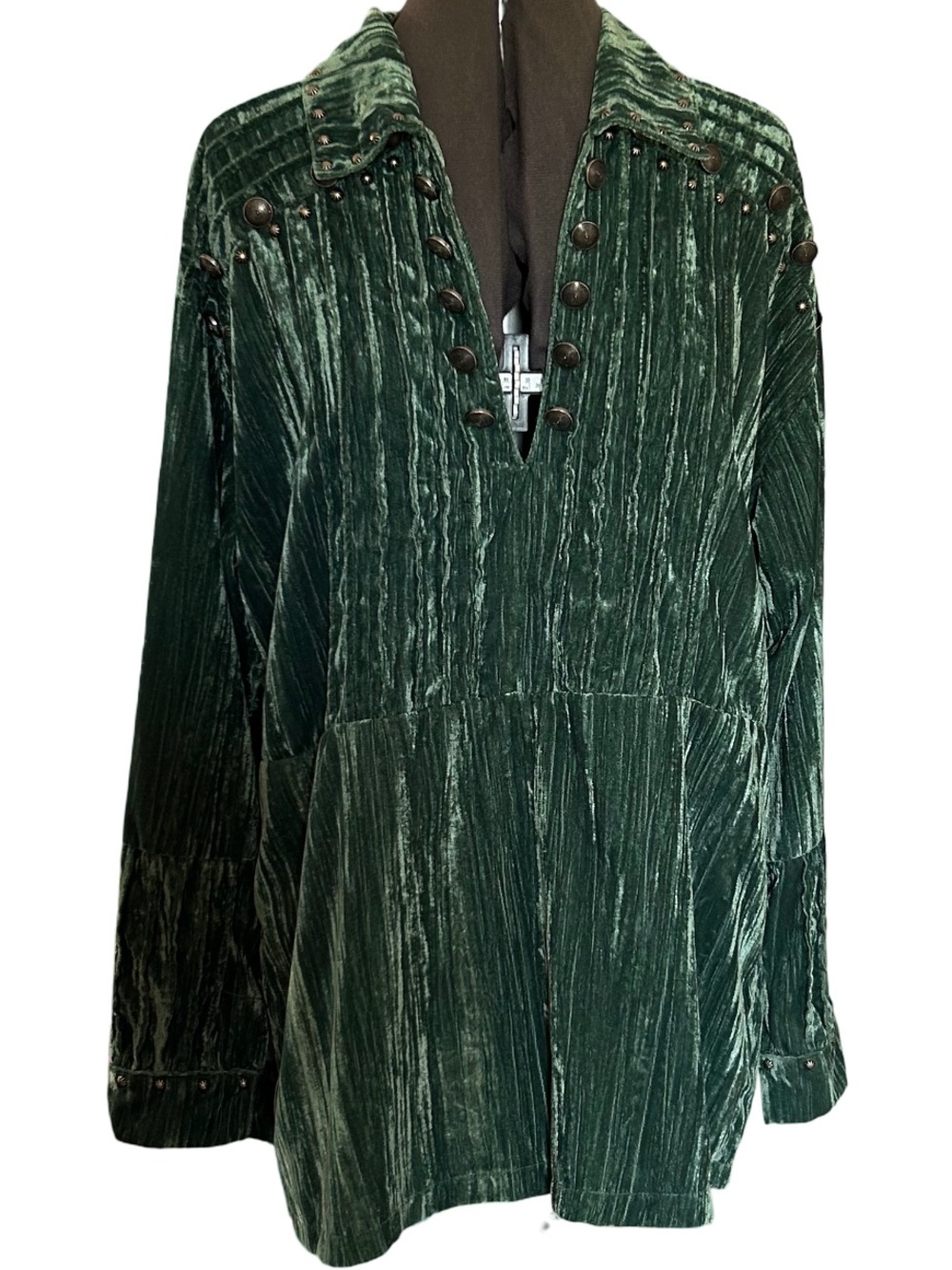 Green Whimsigoth Crushed Velvet Long Sleeve Top Size XXL